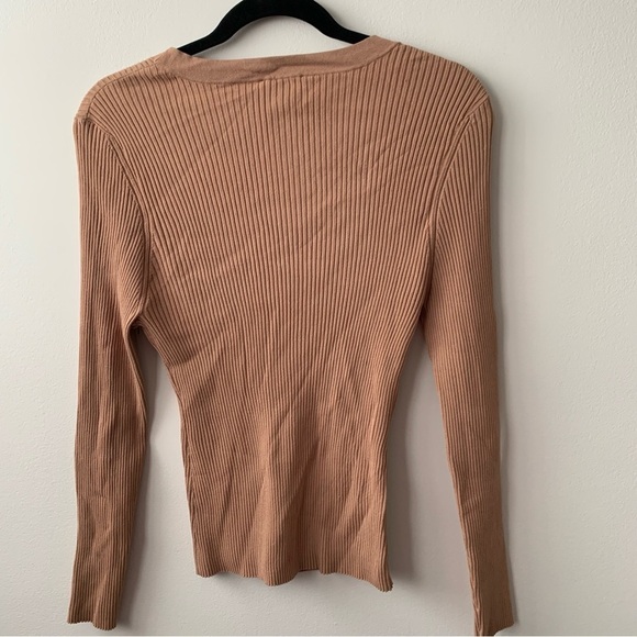 A.L.C. Declan Scoop Neck Rib Knit Beige Sz XL - Picture 5 of 8